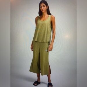 Lululemon Tank Top Jumpsuit, no size 11" waist, wide leg, baggy, pockets, green